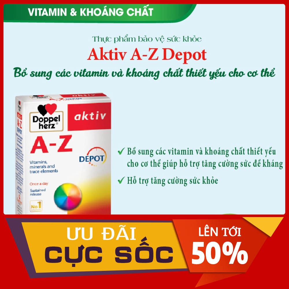 Aktiv A-Z Depot bổ sung các vitamin và khoáng chất thiết yếu cho cơ thể (Hộp 30 viên)