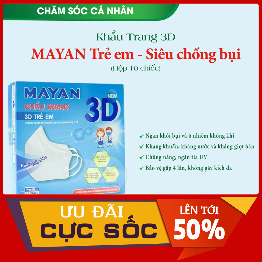 Khẩu trang 3D MAYAN trẻ em (10 chiếc)