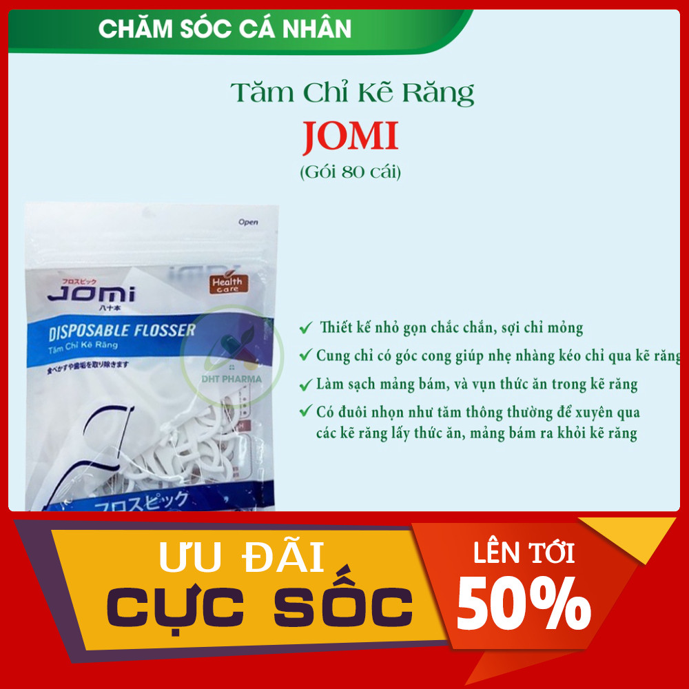 Tăm chỉ kẽ răng Jomi (túi 80 cây)