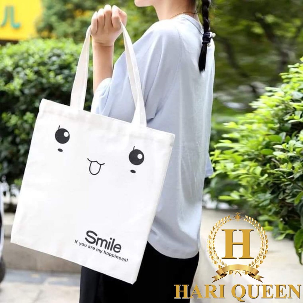 [Túi tote] Túi vải mắt môi Smile DTR0419