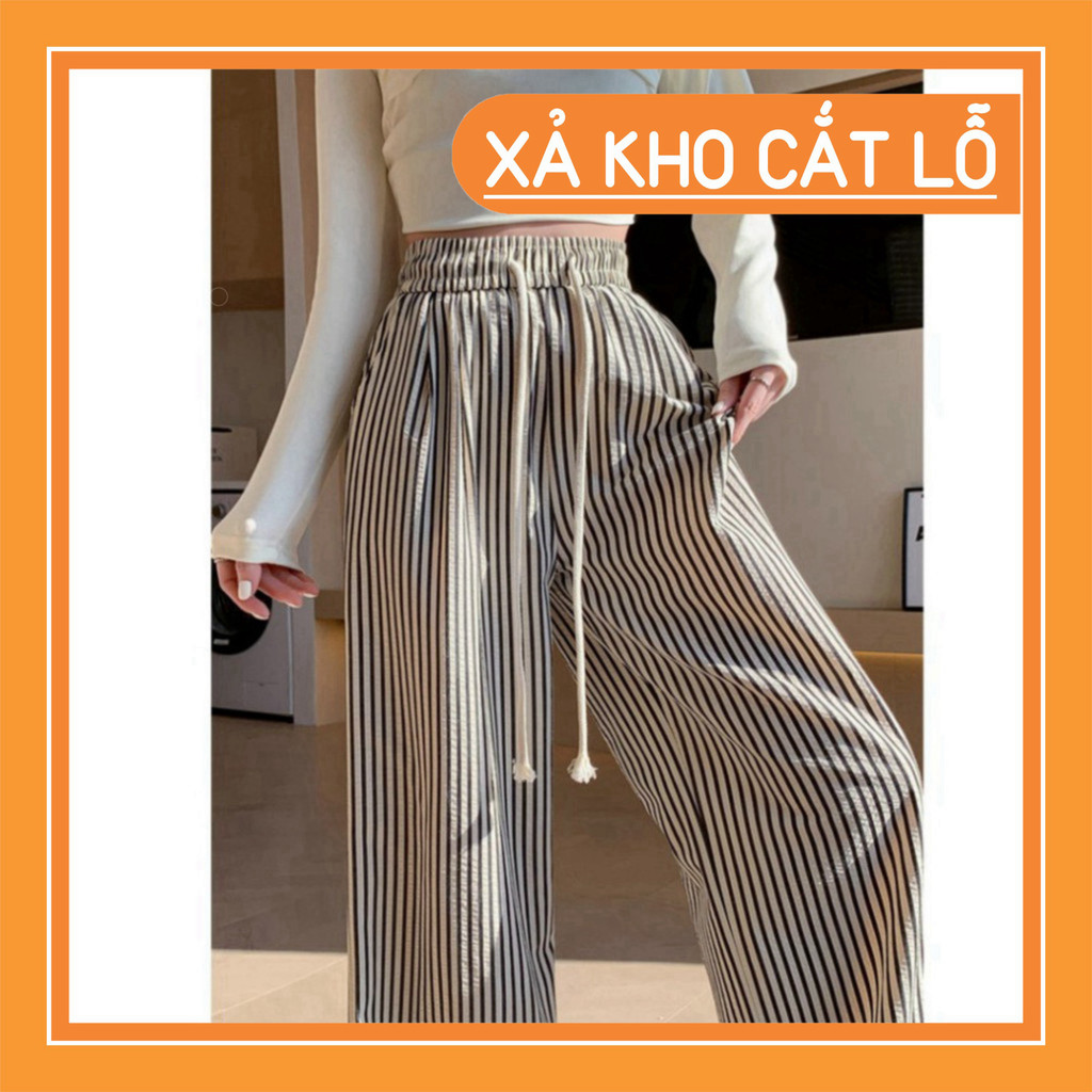 Quần Ống Rộng Kẻ Sọc Chất Liệu Đũi Xốp Siêu Mềm Mát Mặc Mùa Hè_001, Quần ống rộng | BigBuy360 - bigbuy360.vn