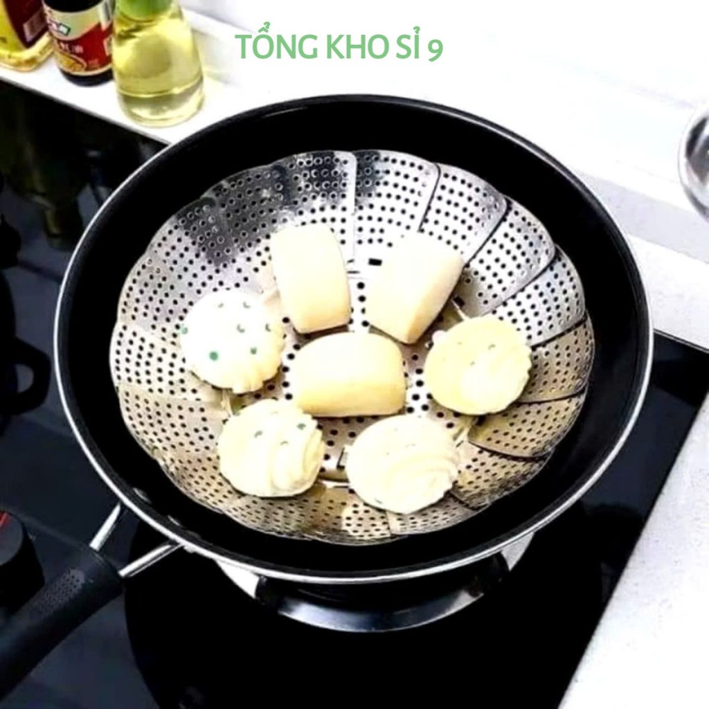 VỈ HẤP ĐỒ XÔI INOX SIZE 23, 26,  Khay Vỉ Hấp Vỉ Rổ Hấp Tròn Inox Xếp Gọn Tiện Lợi Inox Chống Rỉ Đườn