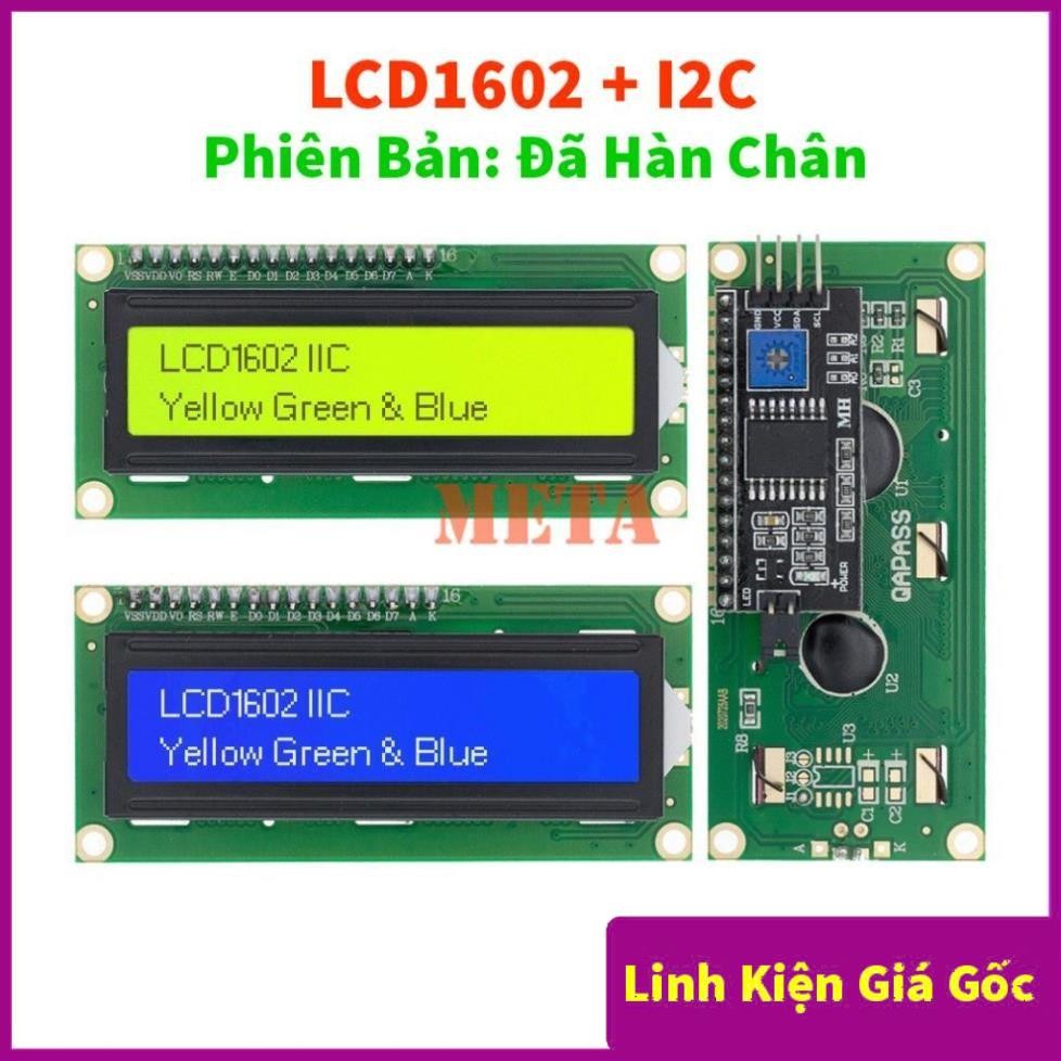 Màn Hình LCD 1602 Xanh Lá, Xanh Dương - LCD1602 + Mạch chuyển đổi I2C