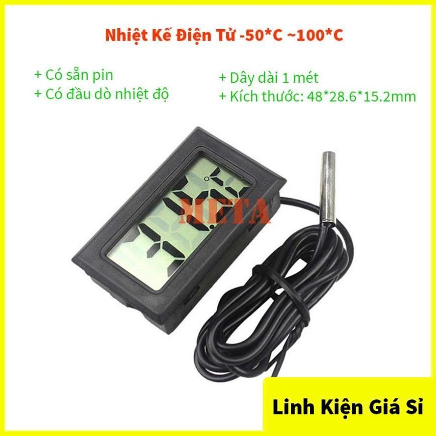 Nhiệt Kế Điện Tử -50*C ~100*C Có Đầu Dò Nhiệt Độ (Có Pin)