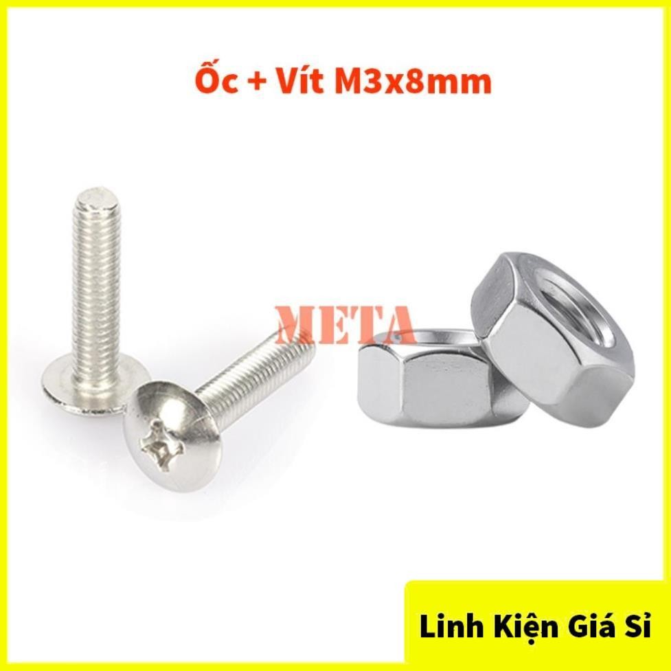 Ốc Vít M3 Chữ Thập - Vít M3 đầu tròn dài 5mm/8mm, Đai Ốc Lục Giác M3 - đường kính trong 3mm