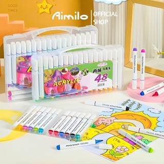 Bút Màu Acrylic Marker 12/24/36/48 Màu Đầu Brush Vẽ Lên Mọi Chất Liệu, Không Lem