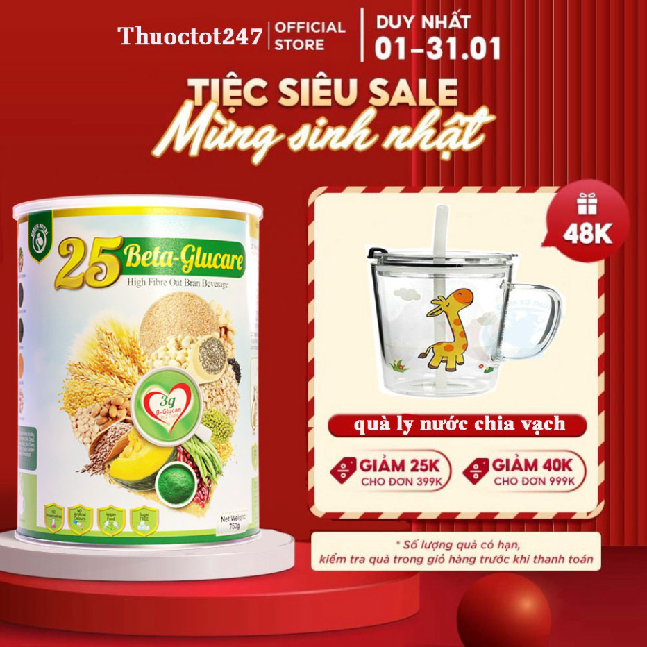 Ngũ Cốc 25 Beta Glucare (Dinh dưỡng xanh cho người tiểu đường) lon 750g
