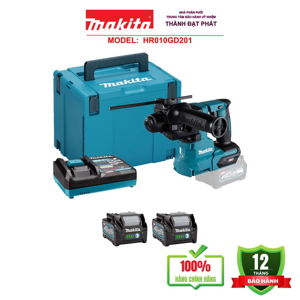 MÁY KHOAN BÊ TÔNG 3 CHỨC NĂNG DÙNG PIN(CHUÔI GÀI SDS-PLUS/20MM)(40V MAX) MAKITA HR010GD201 CHÍNH HÃN