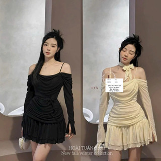 Đầm Lưới Tùng Nơ Cổ Cao Cấp Hàng TK Hình Thật Sàn