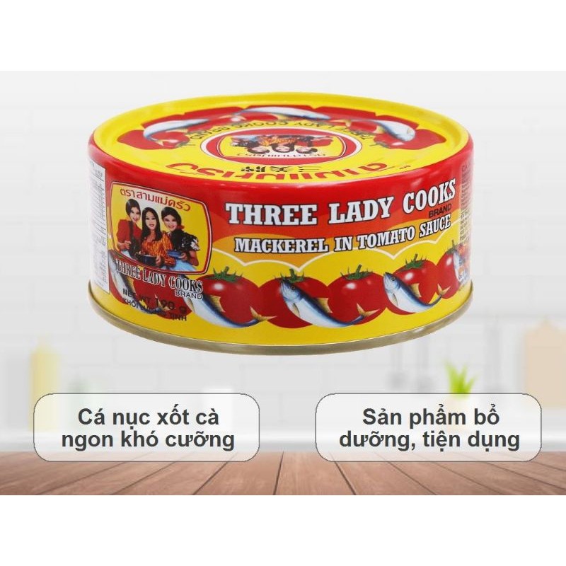 Cá nục xốt cà 3 Cô Gái 190g hộp dẹp