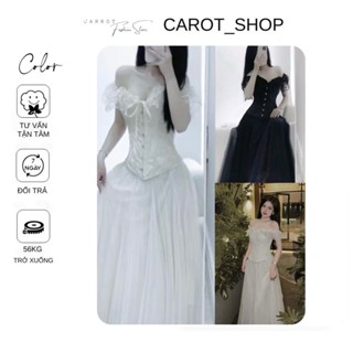 [ Có Bigsize+ kèm tag nơ ) SET ÁO CORSET TRỄ VAI CHÂN VÁY MAXI DÁNG DÀI TÔN DÁNG BYY CARROTSHOP( có gọng định hình eo )