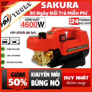 Máy rửa xe áp lực cao SAKURA 4600W - Áp lực cao - Có chỉnh áp - Máy xịt rửa xe gia đình tặng kèm bình tạo bọt tuyết