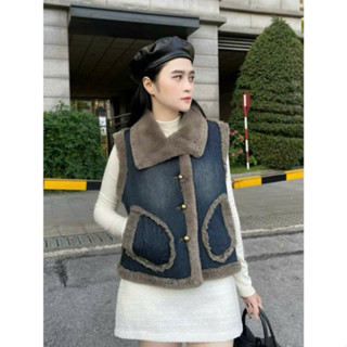 Áo gile jean phối lông dầy dặn siêu ấm cá tính, áo ghi lê bò lông lót lông siêu dẻo quẹo hàng hot trend 2025 (HC50)