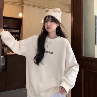 Áo nỉ sweater thêu chữ CHANCE, áo nỉ bông form rộng nam nữ Unisex HA115