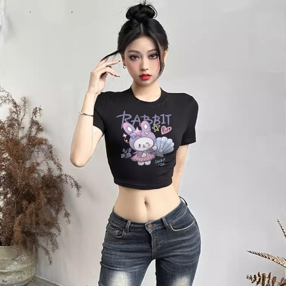 Áo Croptop Tay Ngắn PinkLotus Store In Hình Thỏ Rabbit A51086