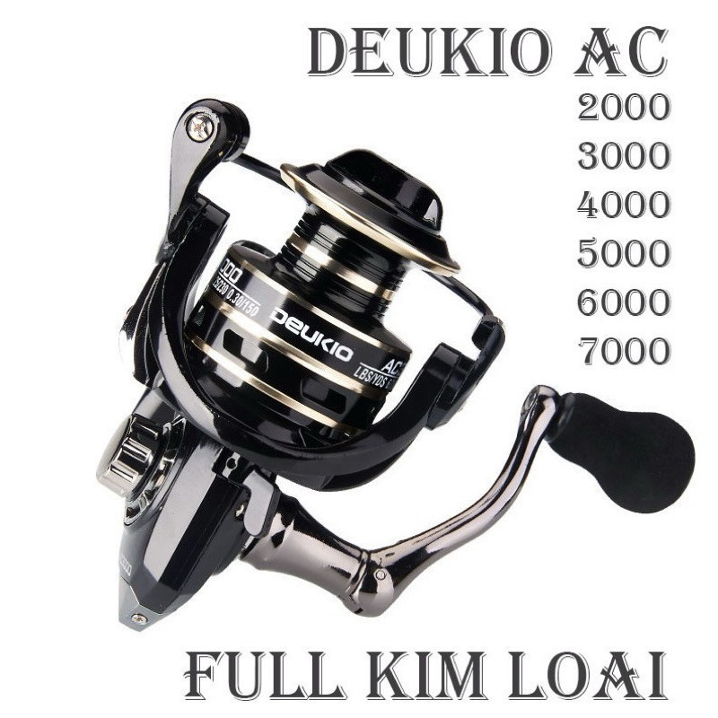 Máy Câu Cá Deukio AC 2000 - 7000, Máy Đứng Câu Lure Giá Rẻ, Kim Loại Cao Cấp, Chính Hãng tuanfishing