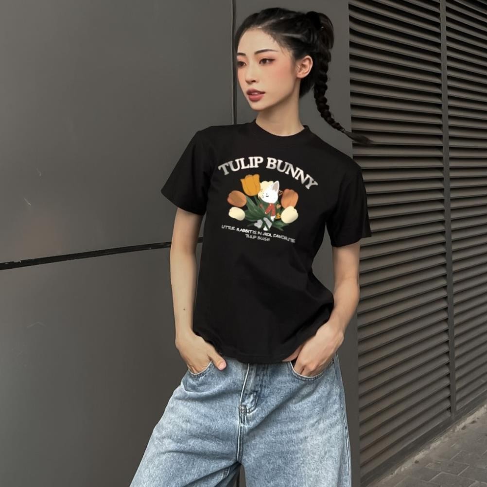 Áo Baby Tee Nữ PinkLotus Store In Hình Tulip Bunny A51014