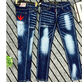  quần jean nam DSQ thêu lá phong đỏ đẹp mẫu mới hot form slimfit chất jean dày co giãn giá tốt 