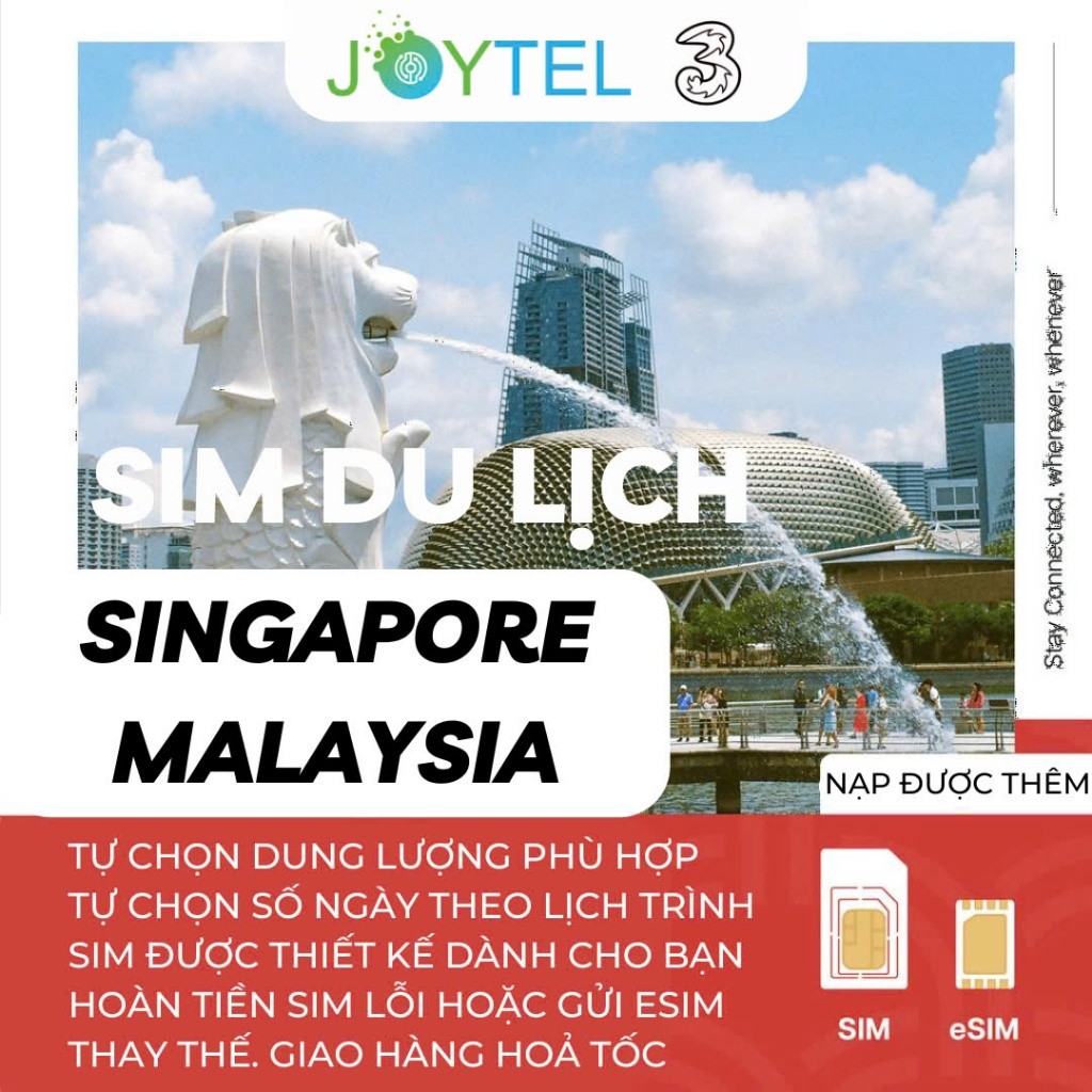[GIẢM 20% CHO SIM THỨ 2] Sim du lịch Singapore Malaysia tốc độ cao - Gói tuỳ chọn theo ngày