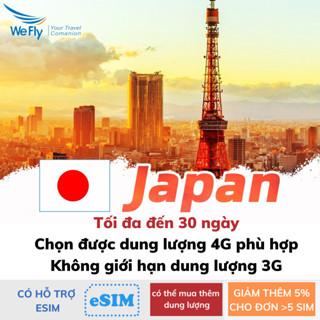 Sim du lịch Nhật Bản tốc độ cao 4G không giới hạn dung lượng