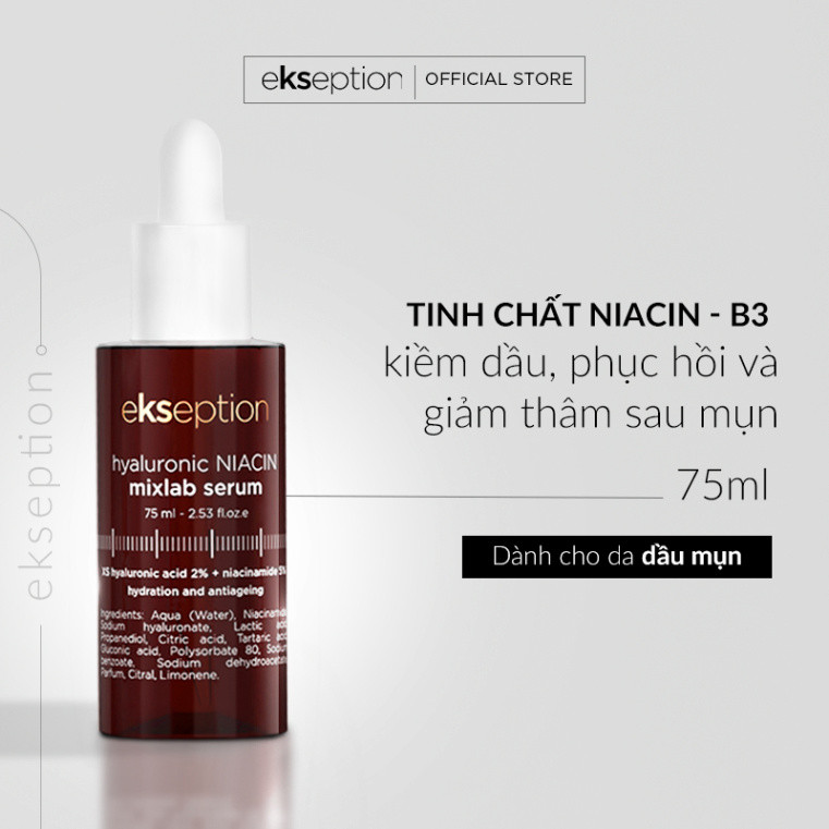Serum HA + 5% B3 sáng da, mờ thâm mụn Ekseption Hyaluronic Niacin 75ml