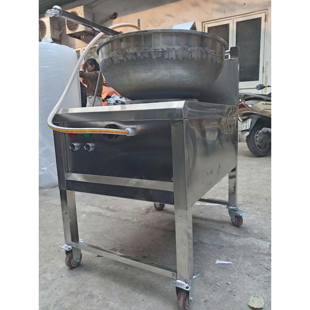 Máy rang cơm tự động, máy chiên cơm công nghiệp, Chảo 55cm năng suất 10-15 xuất/mẻ