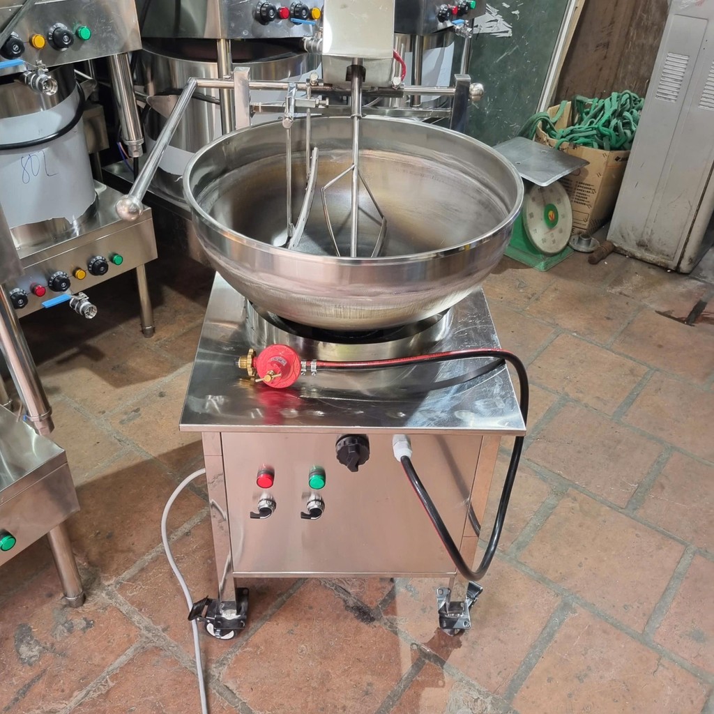 Máy rang cơm tự động, máy chiên cơm công nghiệp, Chảo 55cm năng suất 10-15 xuất/mẻ