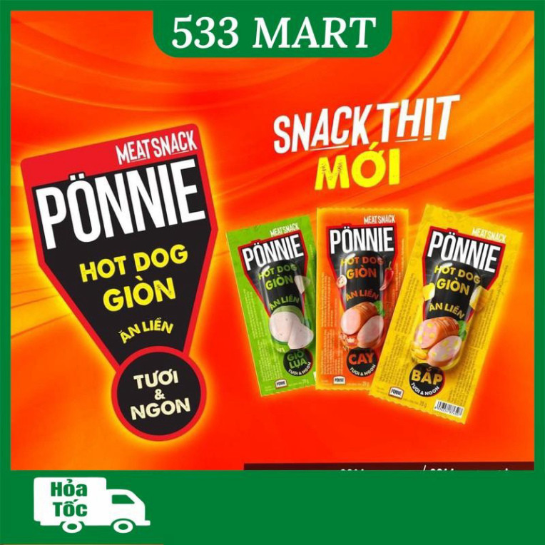 Hotdog ponnie giòn ăn liền - Xúc xích hotdog giòn ponnie 28g