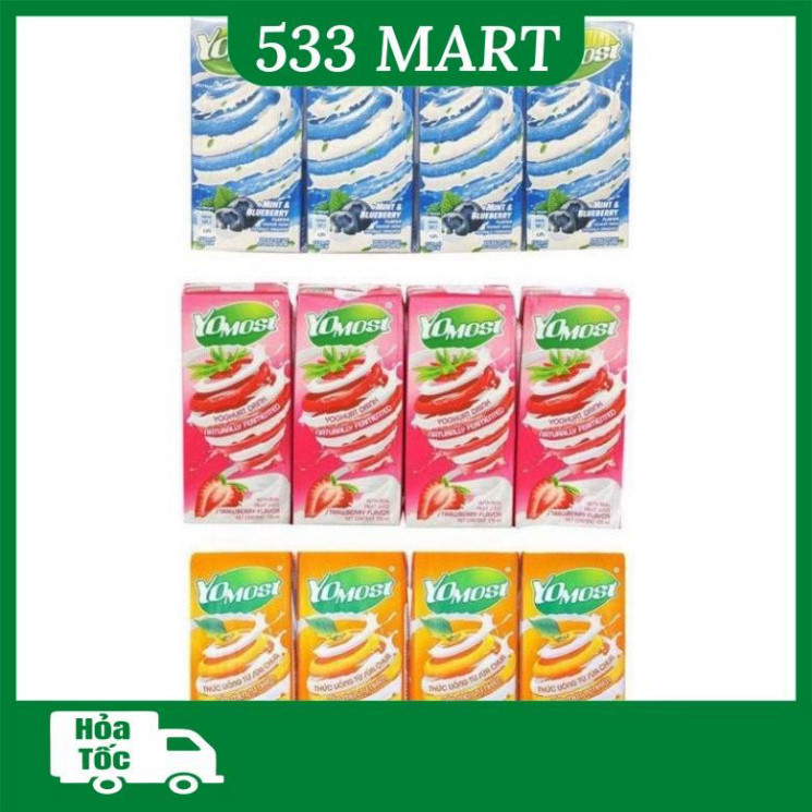 [LỐC 4 HỘP] Sữa chua uống YoMost hương Cam/ Dâu 170ml