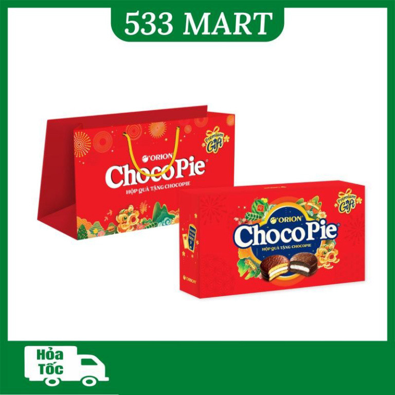 [Tết 2024] [ORION] Hộp quà tặng Tết bánh Chocopie Tình 16 chiếc - Hộp bánh Chocopie quà Tết yêu thươ