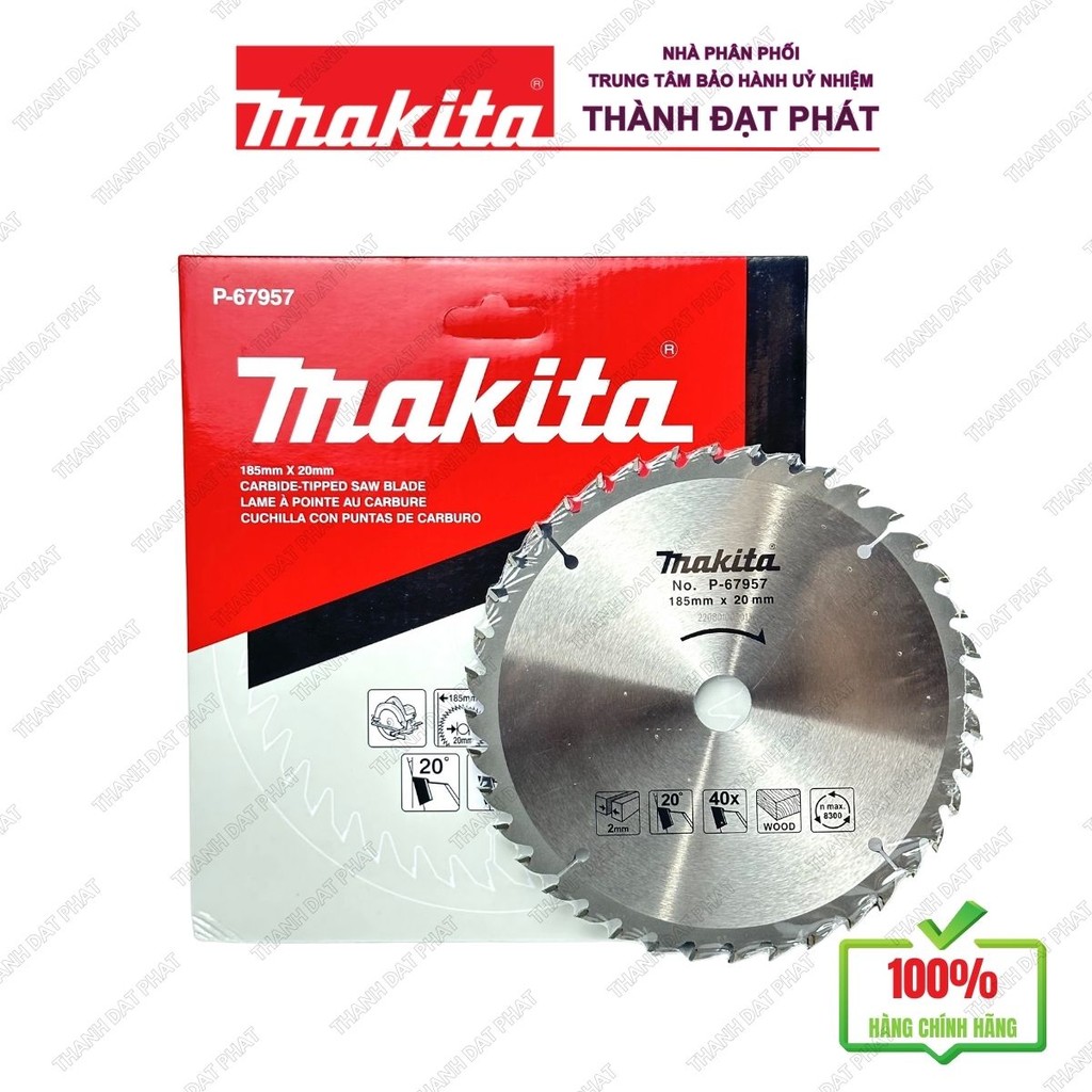 LƯỠI CƯA HỢP KIM 185MMX20MMX40T MAKITA P-67957 CHÍNH HÃNG