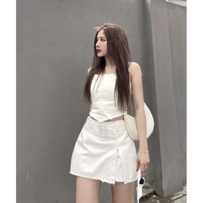 SET ÁO ỐNG TÀ NHỌN TƯA LAI + CHÂN VÁY KAKI
