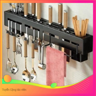 Giá treo đồ nhà bếp giá cài dao kéo đồ dùng nhà bếp đa năng bằng inox không rỉ tặng keo dán cường lực