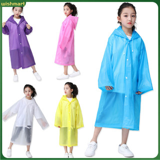 [Wm] Áo Mưa Trẻ Em Thiết Kế Dây Rút Di Động Tiện Lợi Chống Mưa Dài Trẻ Em Có Mũ Trùm Đầu Poncho Ngoài Trời Cung Cấp