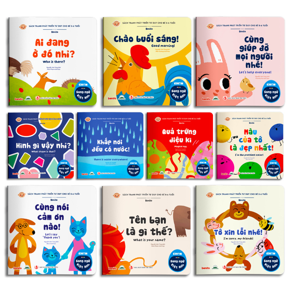 Sách - Combo 10 Quyển Ehon Phát Triển Tư Duy Cho Bé 0 - 6 Tuổi - Song Ngữ Việt Anh