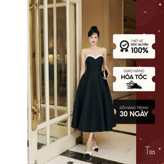 Váy cúp ngực phối đáp dáng xoè dự tiệc cao cấp Tiin Store - V0D961