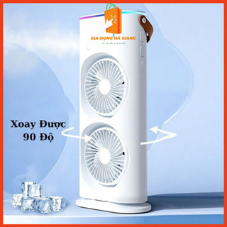 Quạt Điều Hòa Phun Sương Tích Điện Quạt Hơi Nước Tích Hợp Đèn LED Với 2 quạt xoay 360 độ