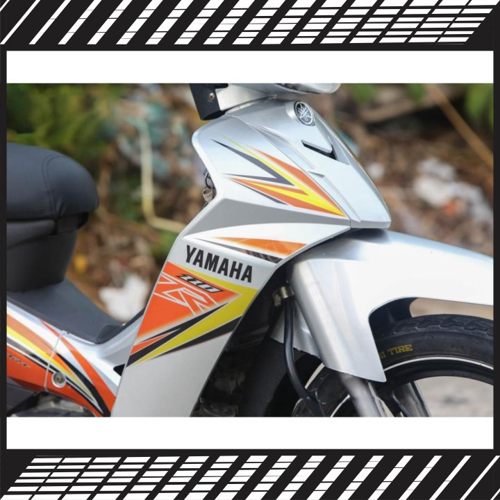 Bộ tem rời decal Sirius R cam vàng tem trong dán xe bạc hoặc trắng, hàng cao cấp, không bay màu