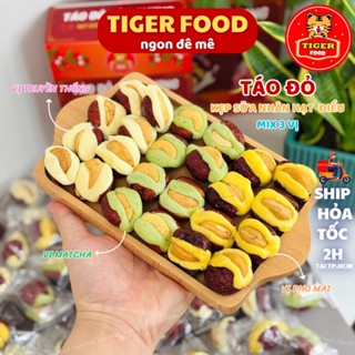 Táo Đỏ Kẹp Sữa Nhân Hạt Điều Mix 3 Vị TIGER FOOD Táo đỏ Tân Cương kẹp sữa nhân hạt điều - Đồ ăn vặt kẹo snack thức ăn