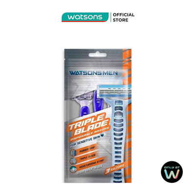 Bộ 3 Dao Cạo 3 Lưỡi Cho Nam Watsons Triple Blade Disposable Razors 3pcs
