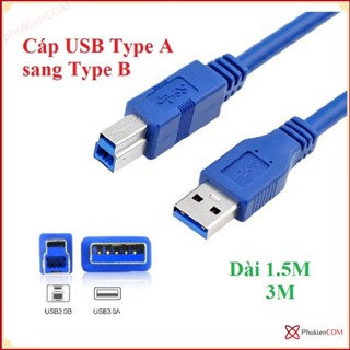 Cáp USB 3.0 AM-BM (USB Type A sang Type B) nối máy tính PC, laptop ra Máy in scan, Camera, Box ổ cứng HDD SSD Docking