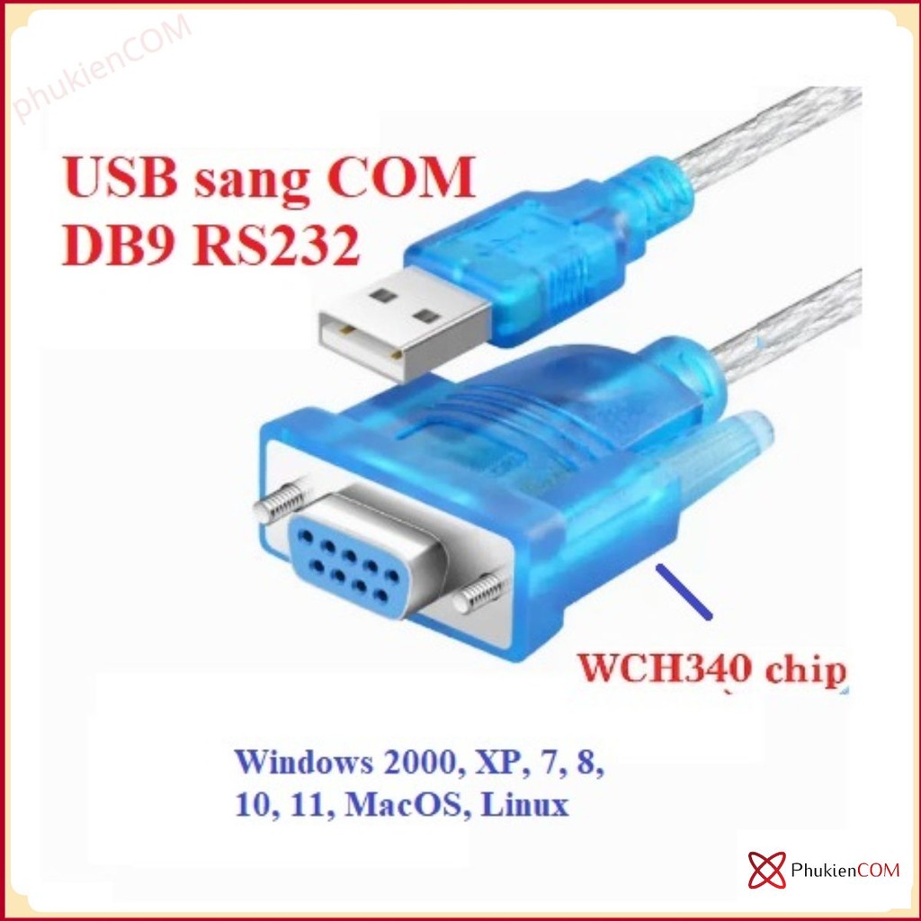 Cáp chuyển đổi USB sang COM DB9 RS232 chân cái dài 1.5M, 3M