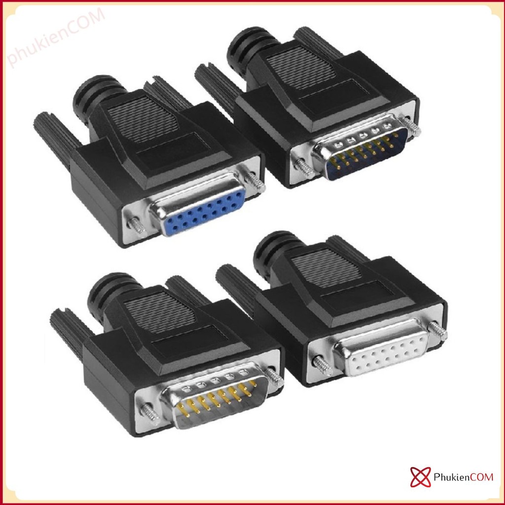 Combo Đầu hàn DSUB DB15 Đực Cái mạ vàng vỏ ốp dẻo Hàn cáp COM 15 chân pin cáp Riser DB15 DB25 DB37 m