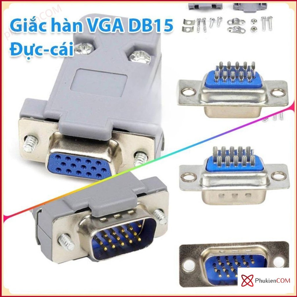 Đầu hàn VGA DB15 đực, cái, thay thế đầu cáp VGA