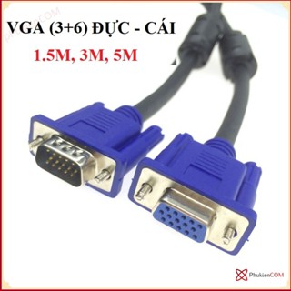 Cáp nối dài VGA 15Pin Đực - Cái, dài 1.5m, 3m cho máy tính công nghiêp, PC, Laptop, Card màn hình VGA, LCD