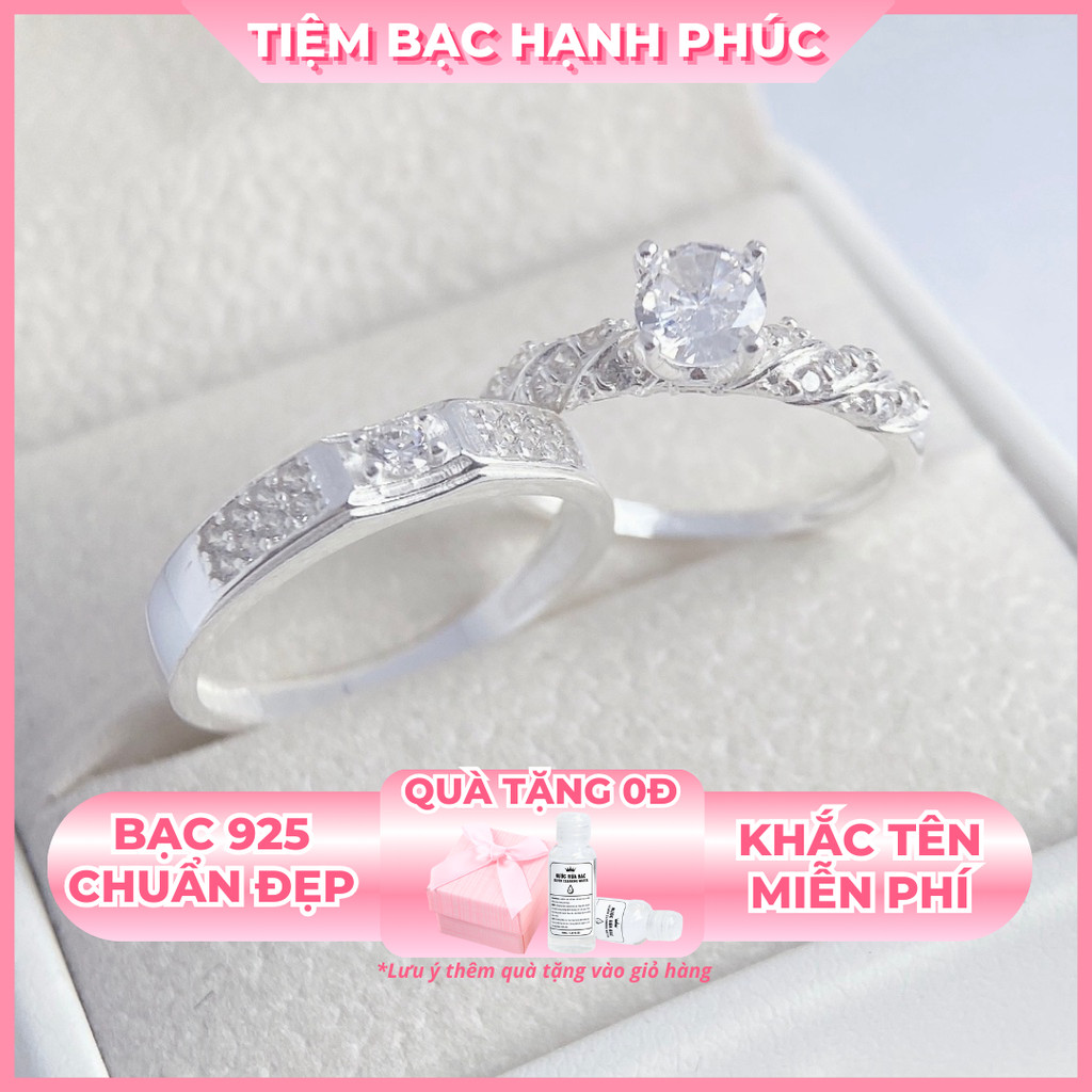  Nhẫn đôi bạc 925 khắc tên TBHP bạc thật cho cặp đôi - Mã TSJC36 
