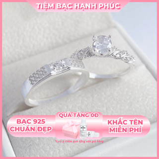 Nhẫn đôi bạc 925 khắc tên TBHP bạc thật cho cặp đôi - Mã TSJC36