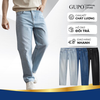 Quần Jean baggy suông basic GUPO chất liệu denim cotton đứng form mềm mịn thoải mái JD009