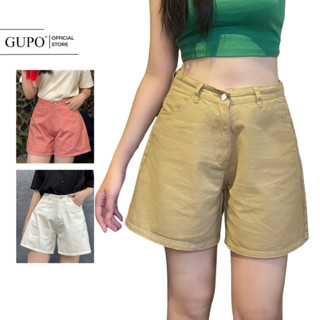 Quần Short Kaki Nữ Ống Rộng GUPO Dáng Chữ A Lưng Cao Bigsize GS006