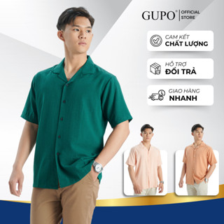 Áo Sơ Mi Nam Linen GUPO Local Brand Cuban Shirt Cộc Tay Form Regular Thoáng Mát Trẻ Trung SSS63